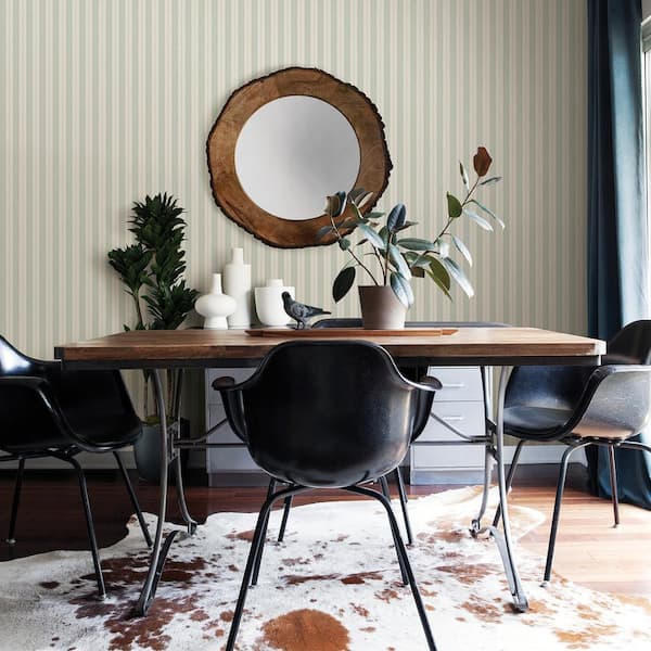 Symphony Sage Green Stripe Wallpaper Sample