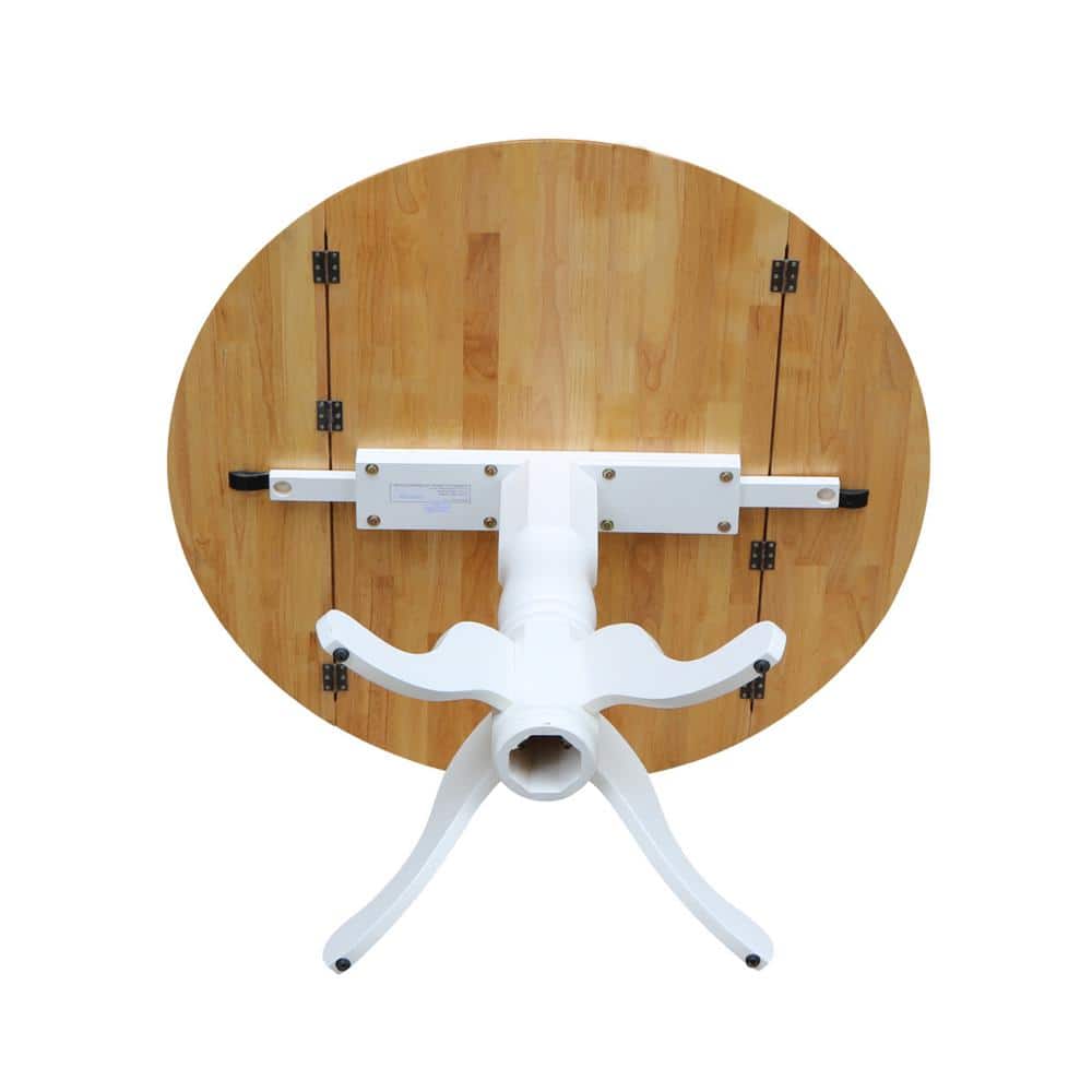 Cottage Charm Off-White Round Wood Extendable Dining Table