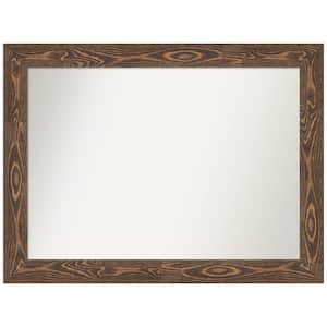 Bridge Brown 44 in. W x 33 in. H Non-Beveled Wood Bathroom Wall Mirror in Brown