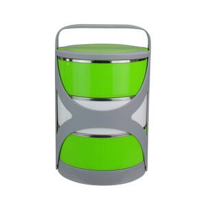 Green and White Stacking Food Storage Containers with Carrying Holder