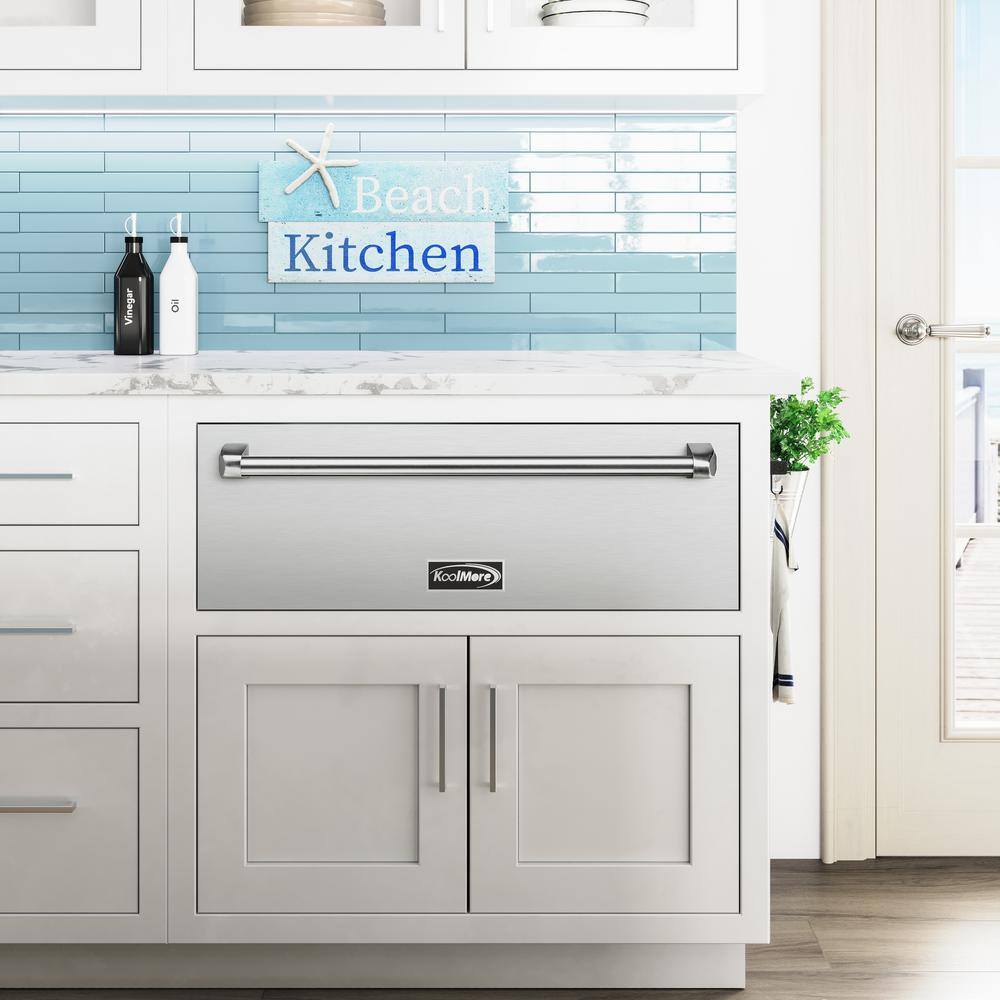 30-Inch Stainless Steel Built-In Warming Drawer with Three Compartments
