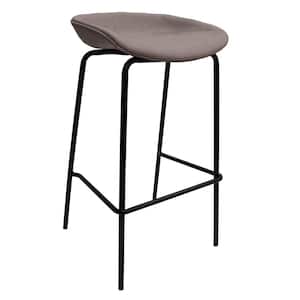 Servos Modern Barstool with Upholstered Faux Leather Seat and Powder Coated Iron Frame (Light Grey)