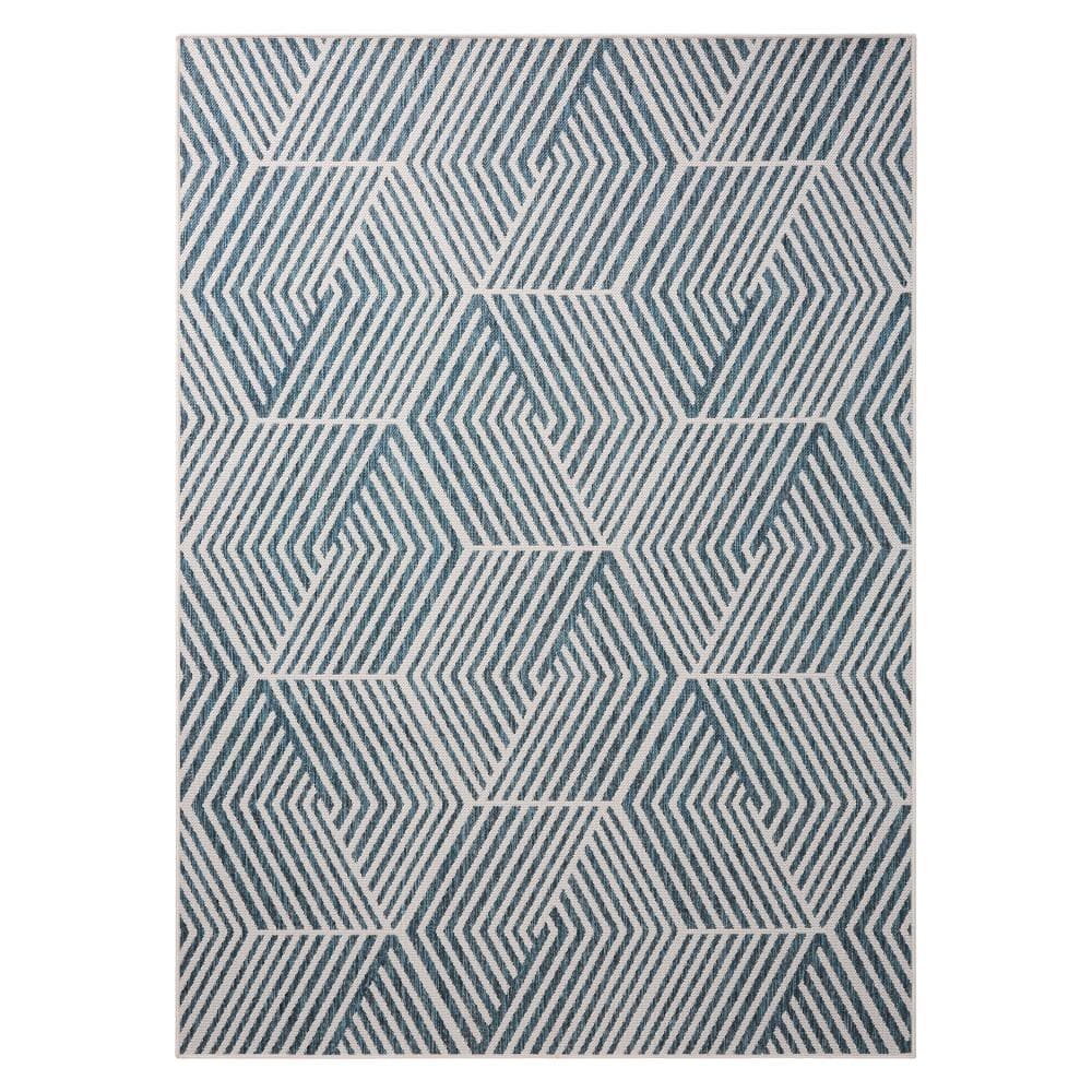 Patio Country Navy Blue/Cream 8 ft. x 10 ft. Ombre Geo Polypropylene Indoor/Outdoor Area Rug price history on PriceWatchPro