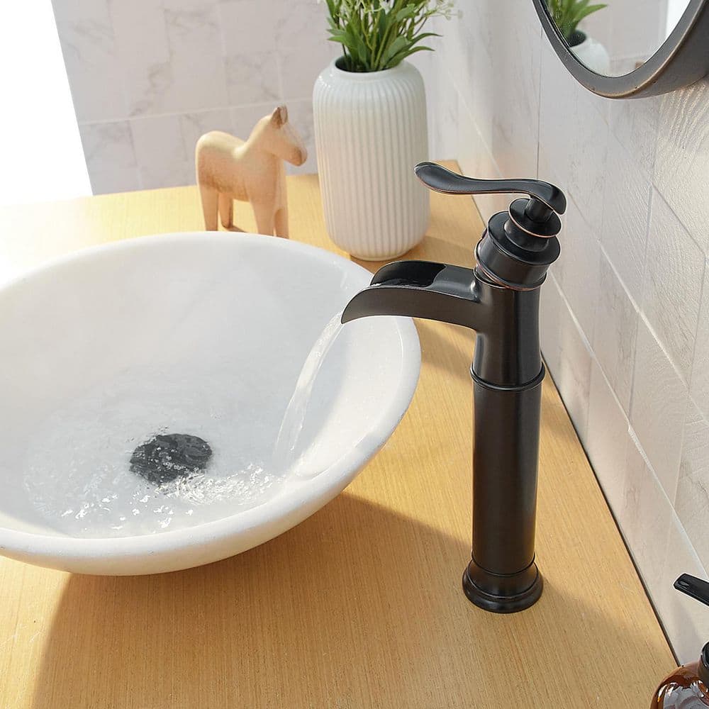 Oil-Rubbed Bronze Single Handle Waterfall Vessel Faucet