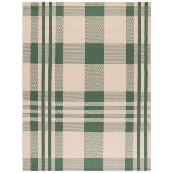 Courtyard Green/Beige 10 ft. x 14 ft. Plaid Indoor/Outdoor Area Rug