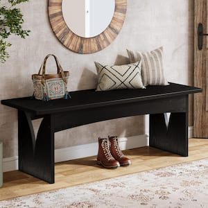 Black Dining Bench 47.24 in. Farmhouse Wood Entryway Bench for Dining Room, Hallway