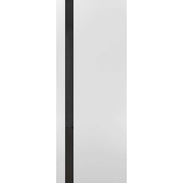 32 in. x 34 in. Solid Wood Black glass White Interior Door Slab
