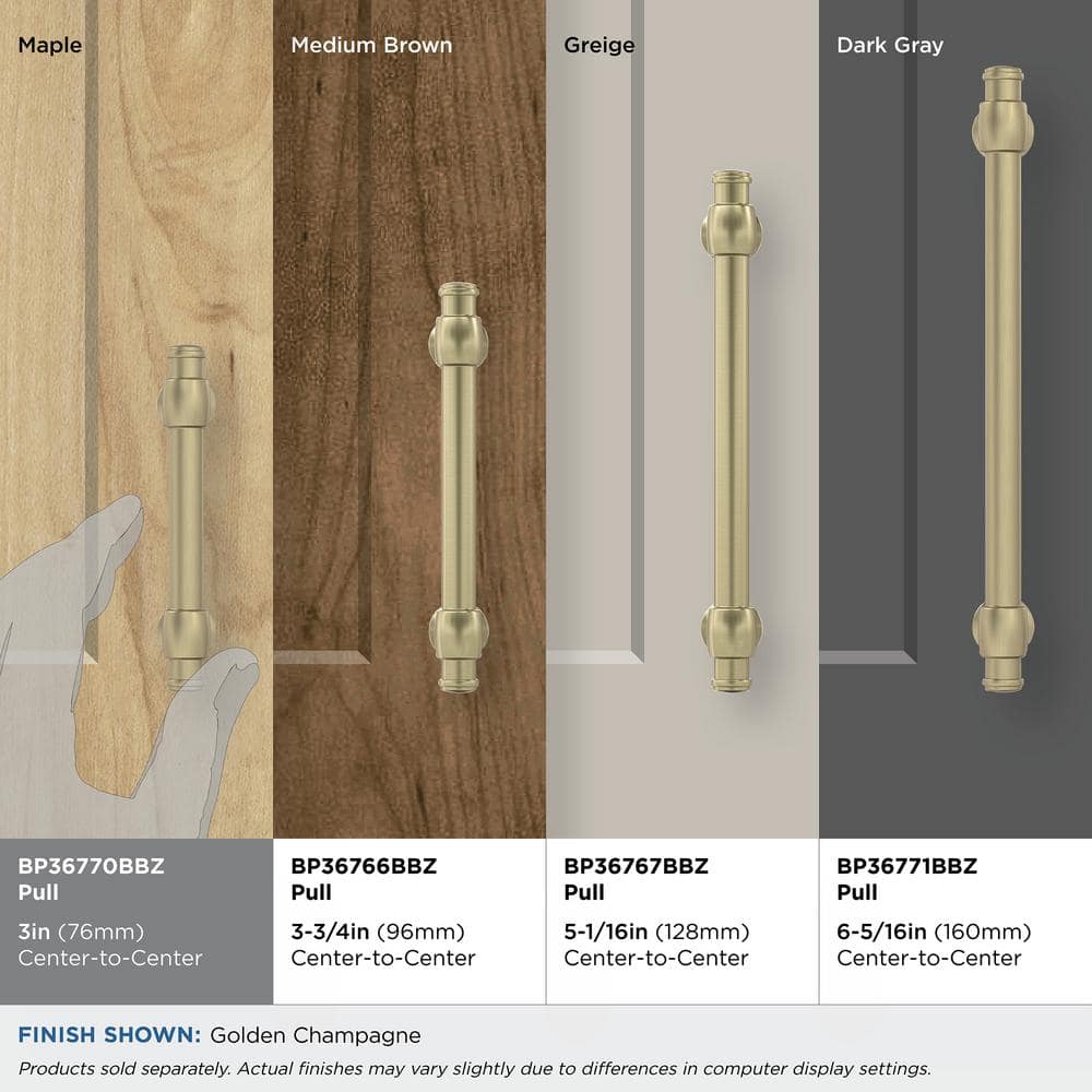 Golden Champagne Polished Cabinet Pull with Mounting Hardware