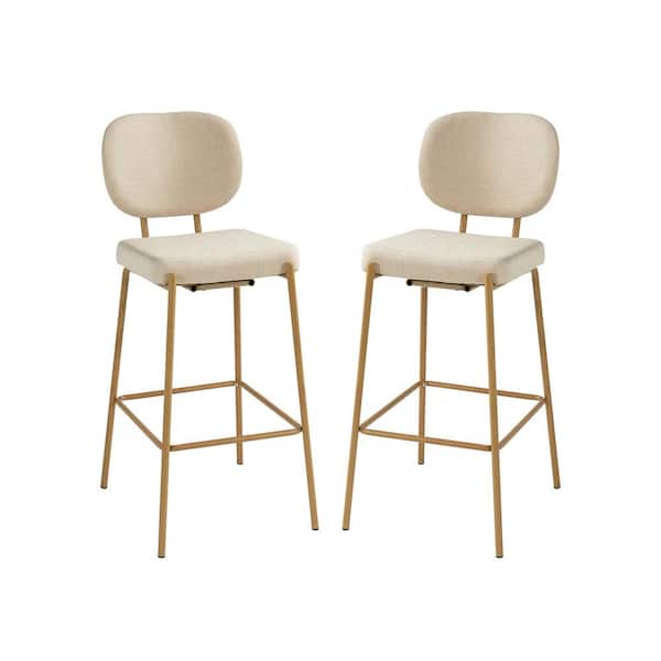 JAYDEN CREATION Conrado Bar Stool with Metal Base, set of 2,Linen