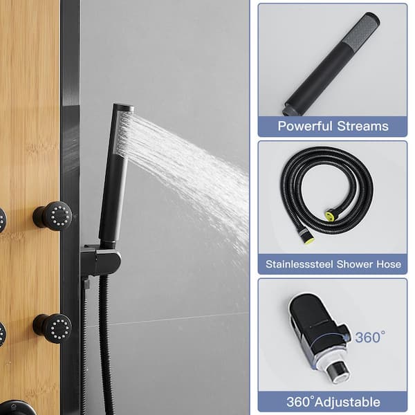 HOMEMYSTIQUE 57 in. 8-Jet Shower Panel Tower System with Rainfall