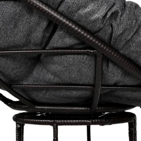 TWT Dark Brown Wicker Metal Frame Papasan Chair Outdoor