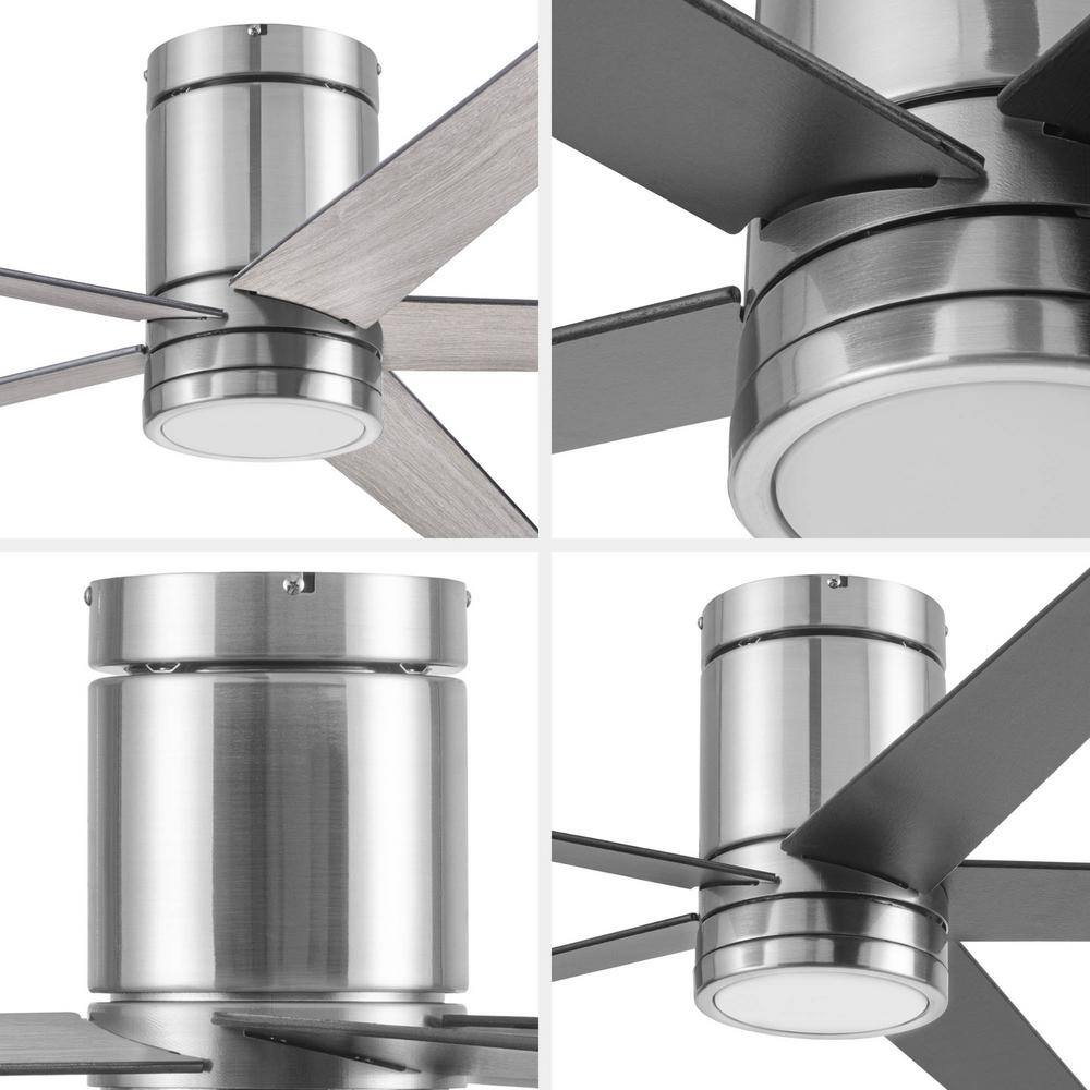 Graceshire 52" Brushed Nickel LED Ceiling Fan with Remote and Reversible Gray Oak Blades