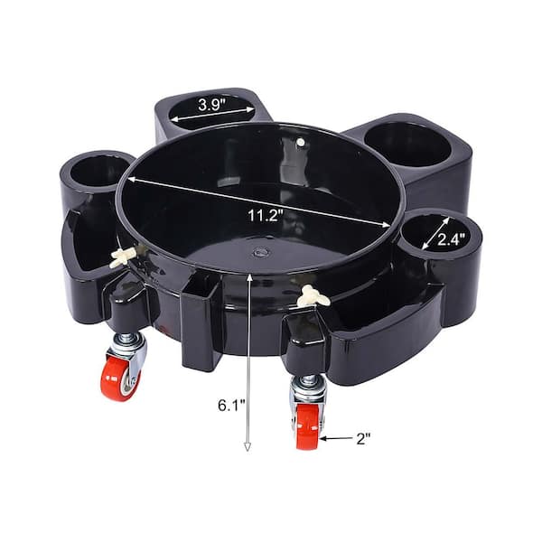 Black and Red 15 in. Removable Rolling Bucket Dolly with 5 360° Roll Swivel Casters for 5-Gallon Buckets