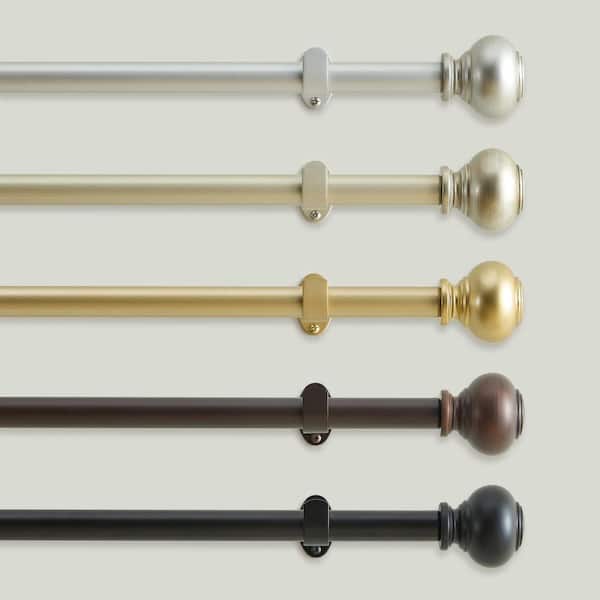 Greenwich 1” Single Curtain Rod with Spherical Ball Finial, Soft Gold -32"W x 78"L