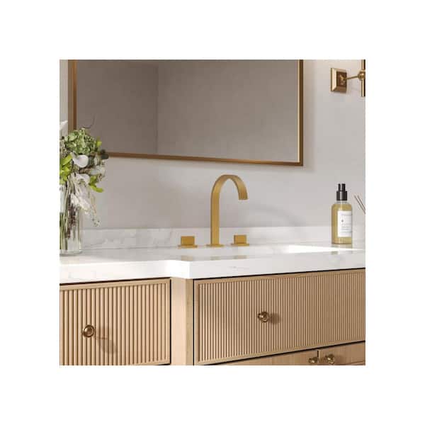 SerenityStream High Arc 8 in. Widespread Double Handle Bathroom Faucet in Brushed Gold Drain Included