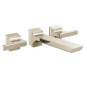 Pivotal 2-Handle Wall-Mount Bathroom Faucet Trim Kit in Lumicoat Polished Nickel (Valve Not Included)