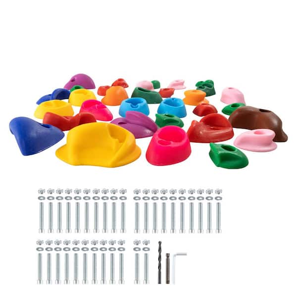 32-Rock Climbing Holds, Available in Multi-Size and Multi-Colored; Suited for both Kids and Adults; Rock Wall Holds