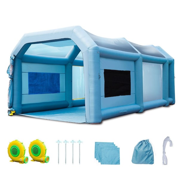 Inflatable Paint Booth 23 x 13 x 8.5 ft. Car Paint Tent Workstation Motorcycle Garage 480W plus 750W Blowers, Air Filter