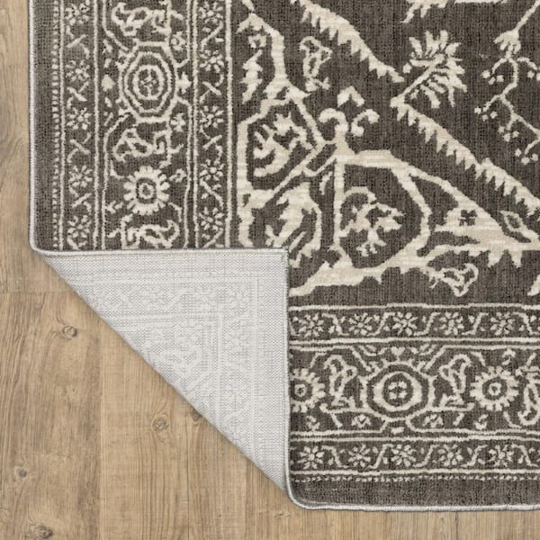 2' X 3' Brown And Ivory Geometric Area Rug