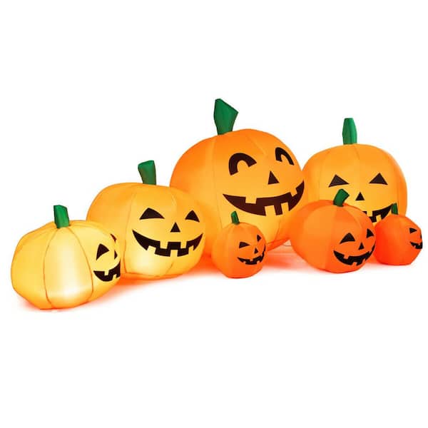 Gymax 7.5 ft. Halloween Inflatable Pumpkins Patch with Energy-Saving LED and Adapter ( Set of 7)