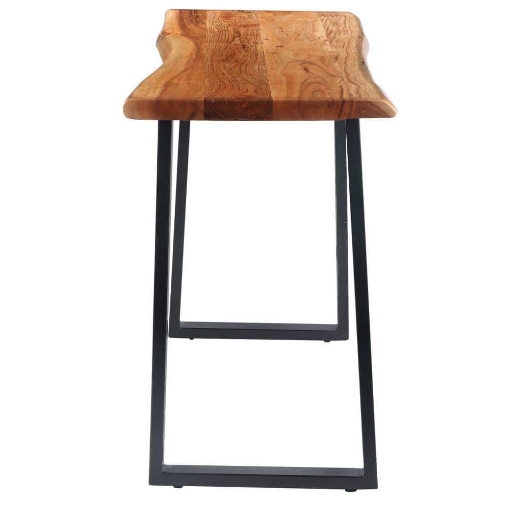 Industrial Black Acacia Wood Live Edge Desk with Metal Legs