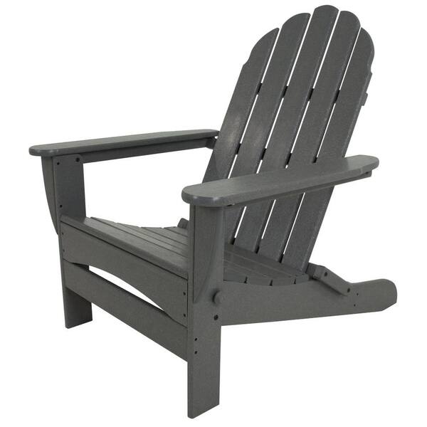 POLYWOOD Classic Slate Grey Oversized Curveback Plastic Patio Adirondack Chair