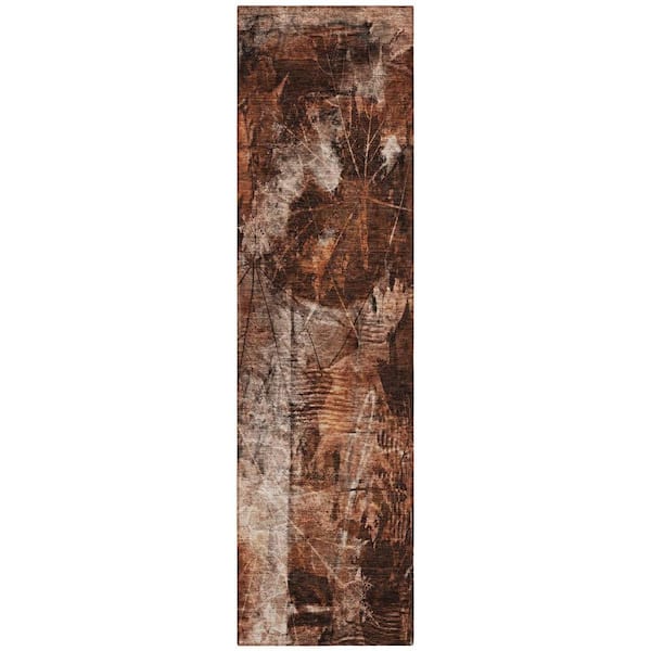 Orange 2 ft. x 8 ft. Woven Floral Runner Indoor/Outdoor Area Rug