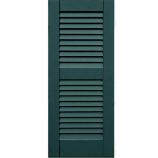 Winworks Wood Composite 15 in. x 36 in. Louvered Shutters Pair #633 Forest Green