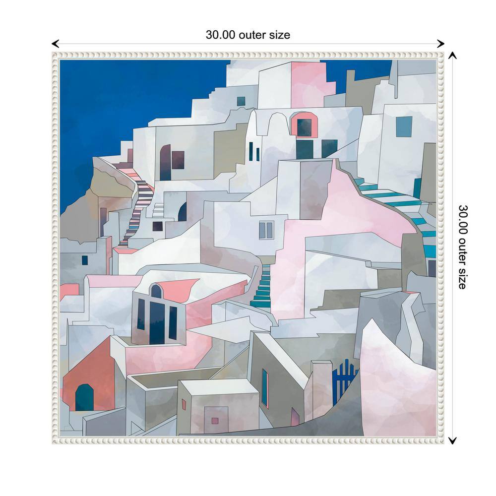 Santorini Seashore Abstract Canvas Print with Beaded Frame, 30" x 30"