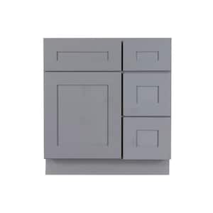 Lancaster Assembled 30 in. x 21 in. x 32.5 in. Vanity Sink Base Cabinet with 1 Door 2 Right Drawers in Dark Gray