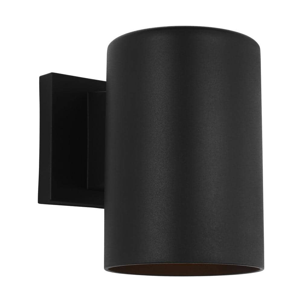 Textured Black Cylinder Outdoor Wall Sconce