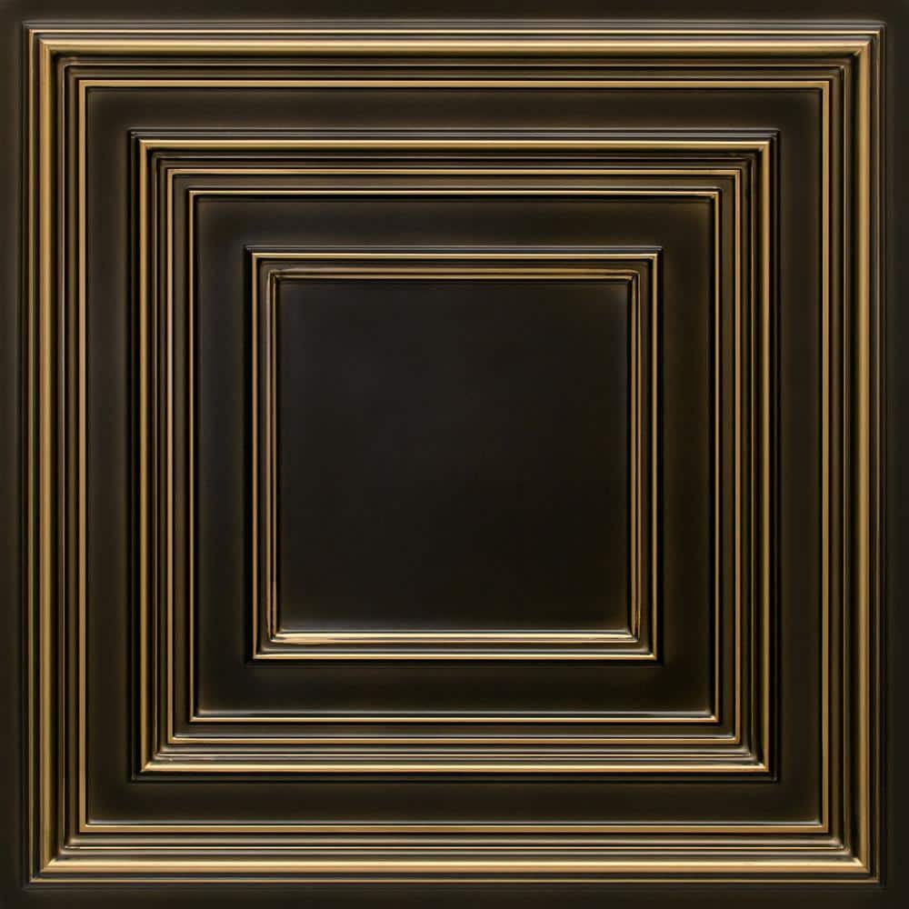Schoolhouse Antique Brass 2 ft. x 2 ft. PVC Glue-up or Lay-in Faux Tin Ceiling Tile (40 sq. ft./case) price history on PriceWatchPro