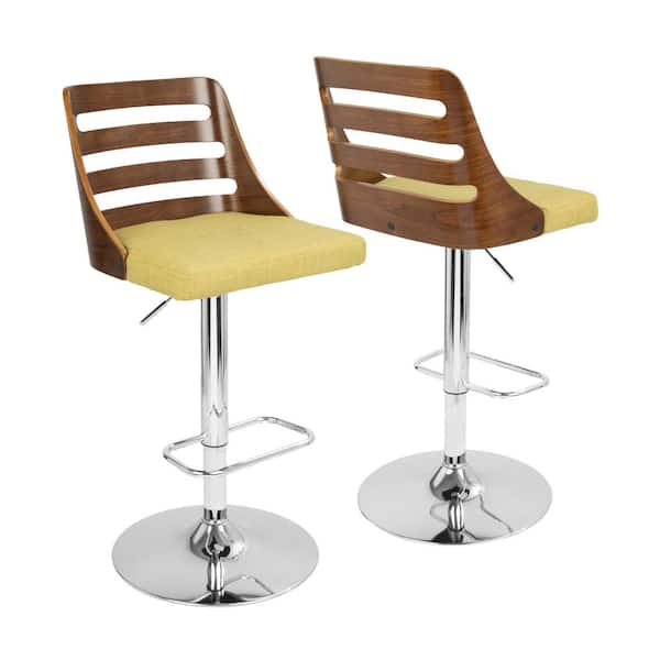 Lumisource Trevi Walnut and Green Adjustable Bar Stool