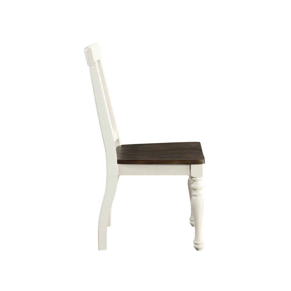 White and Mocha High Back Wood Side Chair Set
