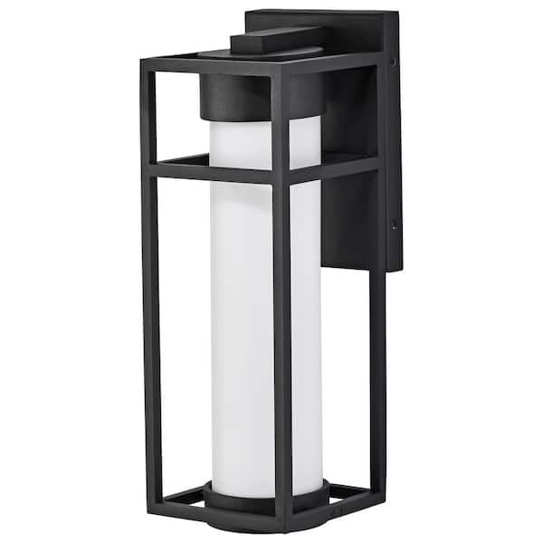 Ledges Matte Black Aluminum Hardwired Outdoor Wall Lantern Sconce with Integrated LED