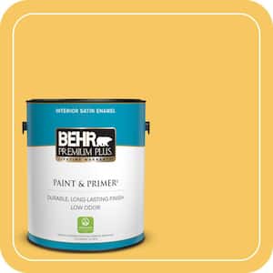 1 gal. #P280-5 Little Sun Dress Satin Enamel Low Odor Interior Paint & Primer