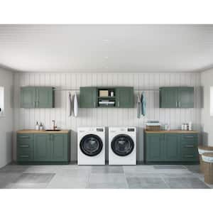 Greenwich Aspen Green Plywood Shaker Stock Ready to Assemble Kitchen-Laundry Cabinet Kit 24 in. x 84 in. x 190 in.