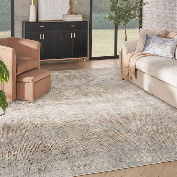 Iliana Grey Mocha 8 ft. x 10 ft. Diamond Contemporary Area Rug