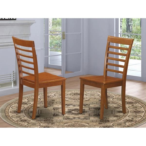HOME IMPORTS EMPORIUM Saddle Brown Wooden Seat Stylish Back Dining Chair (Set of 2)