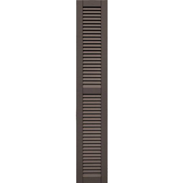Winworks Wood Composite 12 in. x 70 in. Louvered Shutters Pair #641 Walnut