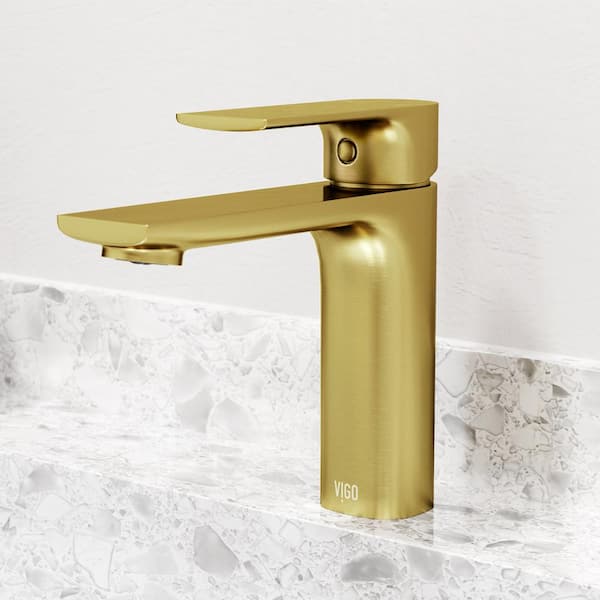 VIGO Davidson Single Handle Single-Hole Bathroom Faucet in Matte Brushed Gold