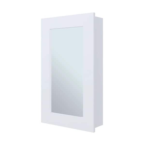 15.3 in. W x 25.7 in. H Rectangular Particle Board Surface Mount Medicine Cabinet with Mirror in White