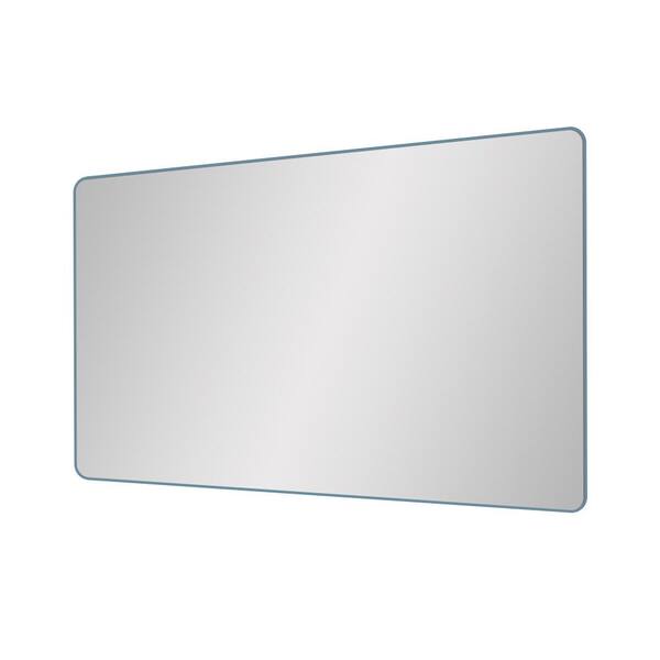Unbranded 60 in. W x 36 in. H Rectangle Metal Framed Blue Mirror Modern Design Wall Decor Mirror for Living Room