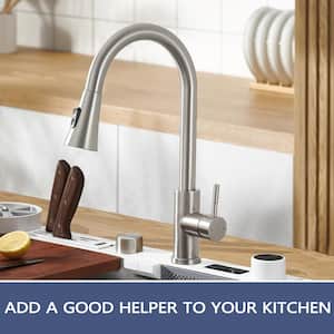 High-arch Single Handle Gooseneck Pull Out Sprayer Kitchen Faucet in Brushed Nickel