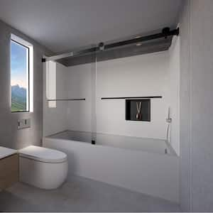 Dove Grey-Tetherow 60 in. L x 30 in. W x 83 in. H Rectangular Tub/ Shower Combo Unit in Matte Black Right Drain