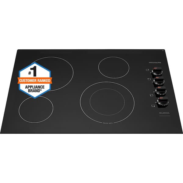 Frigidaire 30 in. Electric Cooktop in Black with 4 Burner Elements, including Quick Boil Burner & Ceramic Glass Surface