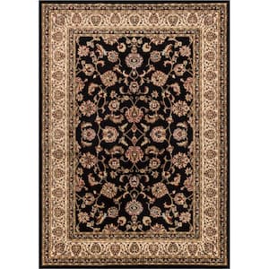 Barclay Sarouk Black 2 ft. x 4 ft. Traditional Floral Area Rug