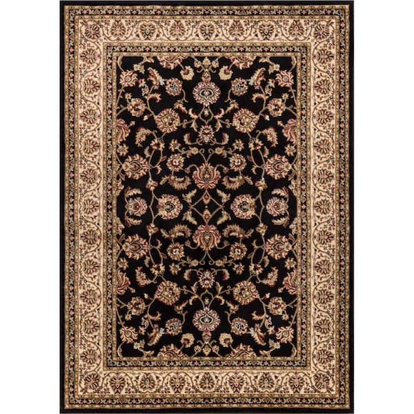 Well Woven Barclay Sarouk Black 2 ft. x 4 ft. Traditional Floral Area ...