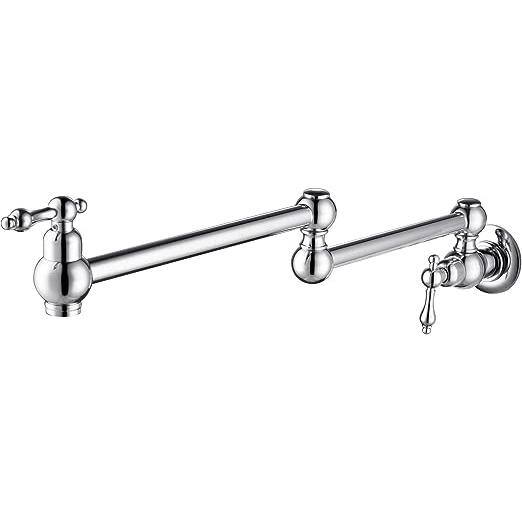 Chrome Wall-Mount Pot Filler Faucet with Dual Swing Arms