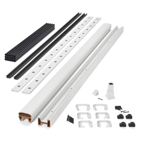Transcend 6ft.  x 42 in. Classic White Composite Horizontal Deck Rail Kit with Black Round Aluminum Balusters